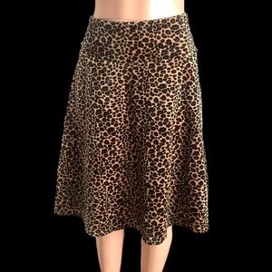 Vintage 90’s Cheetah Leopard Print Velour Knee Length Skirt Size Small